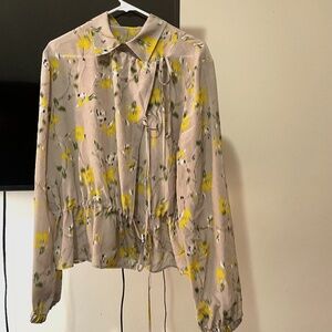 NWT Altuzarra Designer 100% Silk Long Sleeve Tie Front Blouse
